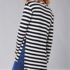 Sweater pullover Rimmel mujer rayado acrílico manga larga, Aplique flor - comprar online