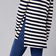 Sweater pullover Rimmel mujer rayado acrílico manga larga, Aplique flor en internet