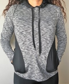 Buzo deportivo mujer lycra bolsillos delanteros con cierre cordón ajustable cuello alto cintura entallada - comprar online
