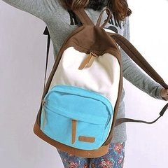 Mochila de mujer, urbana o escolar, de lona resistente, con detalles de cuero ecológico, ideal para la tarde, importada
