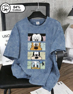 Camiseta de manga corta con estampado de cabeza de Mickey y amigos retro de Disney, efecto lavado con copos de nieve, top casual de verano rojo para m - comprar online