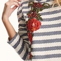 Sweater pullover Rimmel mujer rayado acrílico manga larga, Aplique flor - comprar online