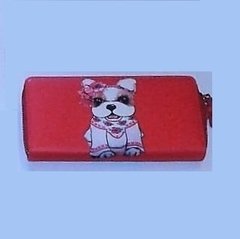 Imagen de Billetera mujer Perrito porta celular smartphone grande porta tarjetas, monedero, poliuretano y cuerina, importada