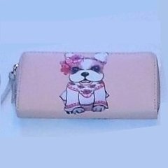 Billetera mujer Perrito porta celular smartphone grande porta tarjetas, monedero, poliuretano y cuerina, importada - comprar online