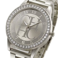 RELOJ de mano con agujas, decorado con brillantes, malla y cuerpo metálicos - comprar online
