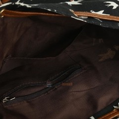 Mochila mujer vintage, botón magnético, lona resistente estampada con animales, detalles en cuero - comprar online