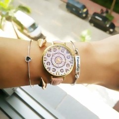 RELOJ de mano (pulsera) con agujas y malla de cuero, estilo adulto, cuerpo color dorado on internet