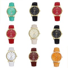 RELOJ pulsera unisex agujas malla eco cuero casual cuerpo dorado