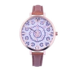 RELOJ de mano (pulsera) con agujas y malla de cuero, estilo adulto, cuerpo color dorado - online store