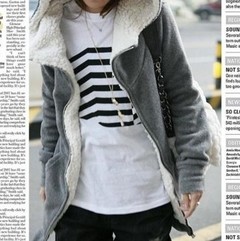 Campera mujer con cuello alto y capucha, forro interior de polar suave, cierre y bolsillos delanteros, modelo exclusivo, importada - MARÍA VICTORIA - Ropa y accesorios - Tienda Online