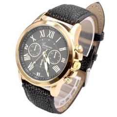 RELOJ pulsera agujas malla cuero sintético casual cuerpo bronceado - comprar online