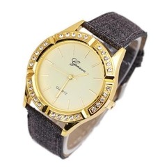 Imagen de RELOJ de mano (pulsera) con agujas brillantes y malla de cuero