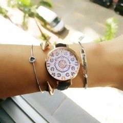 Image of RELOJ de mano (pulsera) con agujas y malla de cuero, estilo adulto, cuerpo color dorado