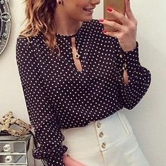 Camisa blusa lunares azul petróleo - tienda online