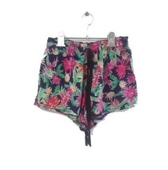 Short Femini mujer corto elastizado fibrana espampada flores bolsillos cordón ajustable - online store