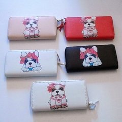 Billetera mujer Perrito porta celular smartphone grande porta tarjetas, monedero, poliuretano y cuerina, importada - tienda online