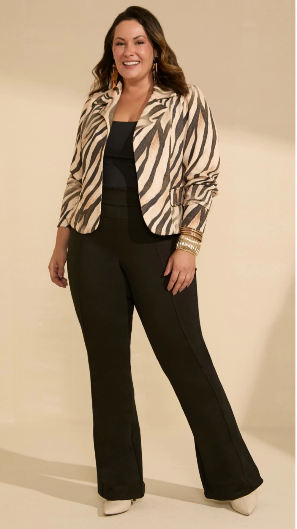 Calça Flare Preta Malha Guess Plus Size