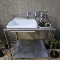 Mesa para Empanar Frango Frito 90Cm Nova Ind (usada) estudo troca 2100