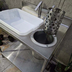 Mesa para Empanar Frango Frito 90Cm Nova Ind (usada) estudo troca 2100 - loja online