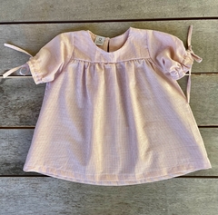VESTIDO MANGA CORTA RAYITAS ROSADAS