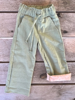 PANTALON RECTO LIENZO VERDE