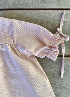 VESTIDO MANGA CORTA RAYITAS ROSADAS - comprar online