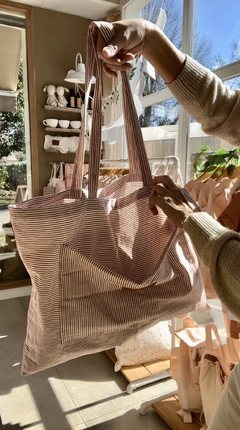 BOLSA TUSOR MIL RAYAS BORDÓ - comprar online