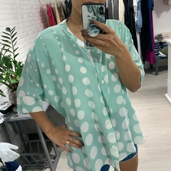 Camisa Longa Clave de Sol Crepe Poá - Loja Online DoMeuJeito - calçados, roupas e acessórios para o seu look 