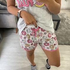 Pijama Evanilda Shorts Manga Curta Minnie Donut - Loja Online DoMeuJeito - calçados, roupas e acessórios para o seu look 