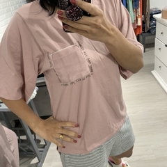 Pijama Cor com Amor Shorts Cinza Camiseta Rosa na internet