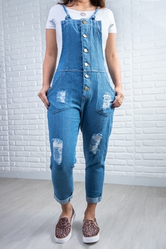 Macacão Jeans Botões Alça Regulável Maria Clara - comprar online