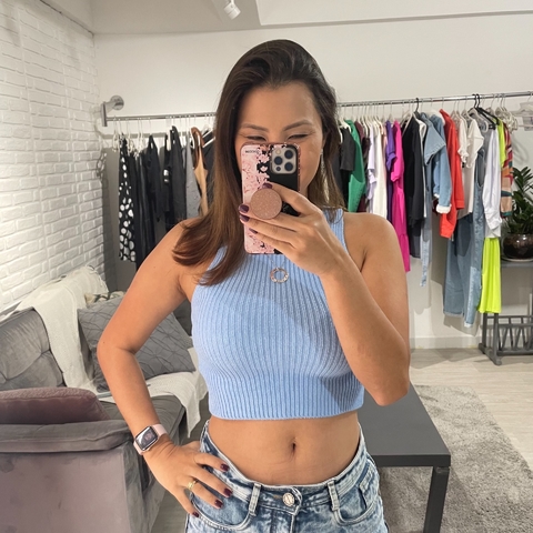 Top Cropped Bene Malha Canelada