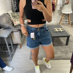 Short Jeans Melody Com cinto Lavagem Escura - Loja Online DoMeuJeito - calçados, roupas e acessórios para o seu look 