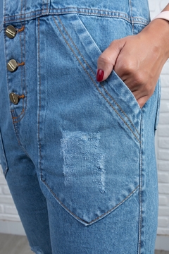 Macacão Jeans Longo Com Botões Frontal - loja online