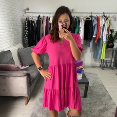 Vestido Deila Malha Babado e Manga Mônica