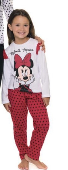 Pijama Evanilda Infantil Minnie Laço Vermelho