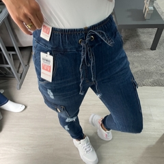 Calça Jogger Larissa Jeans Escuro Elastano - comprar online