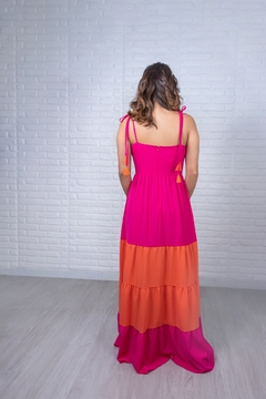 Vestido Pura Emoção Bicolor Rosa e Laranja - Loja Online DoMeuJeito - calçados, roupas e acessórios para o seu look 