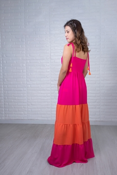 Vestido Pura Emoção Bicolor Rosa e Laranja - comprar online