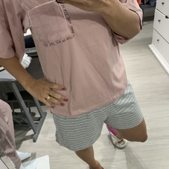 Pijama Cor com Amor Shorts Cinza Camiseta Rosa - Loja Online DoMeuJeito - calçados, roupas e acessórios para o seu look 