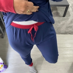 Pijama Longo Evanilda Mônica Azul Marinho e Vermelho - Loja Online DoMeuJeito - calçados, roupas e acessórios para o seu look 