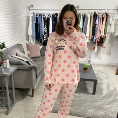 Pijama Longo Evanilda Turma da Mônica Bolinhas Rosa - comprar online