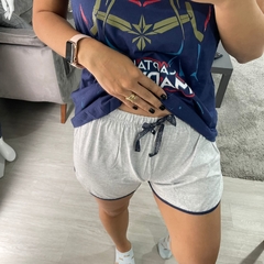 Pijama Marvel Shorts Azul Cinza na internet