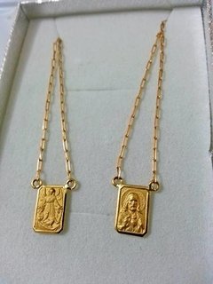 Escapulário Anjo Da Guarda Com Jesus Em Ouro 18k