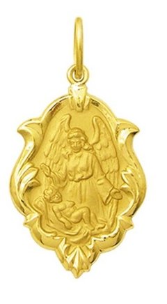 Medalha 2,6cm Anjo Da Guarda Em Ouro 18k