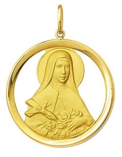 Medalha 3,5cm Santa Terezinha Ouro 18k Pingente