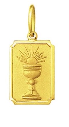 Pingente Medalha Taça Comunhão 1,9cm Ouro 18k