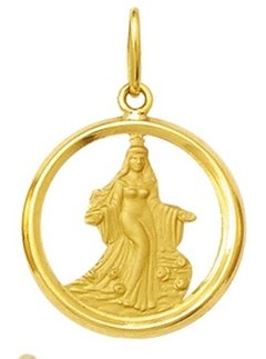 Pingente Medalha Iemanjá 1,8cm Ouro 18k