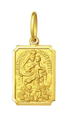 Pingente Medalha Monte Serrat Ouro 18k Pequeno 1,5cm