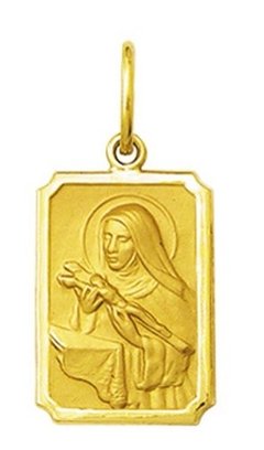 Pingente Medalha Santa Rita Ouro 18k Médio